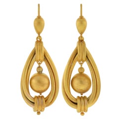 Victorian Twisted Gold Hoop and Ball Earrings