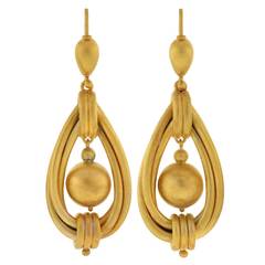 Victorian Twisted Gold Hoop and Ball Earrings 6