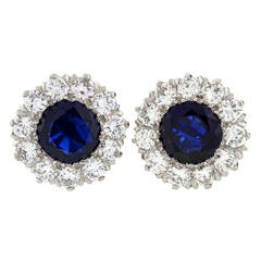 Antique Tiffany & Co. Art Deco Burma Sapphire Diamond Platinum Earrings