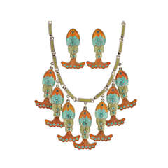 MARGOT Vintage Mexican Enamel Fish Necklace & Earring Set