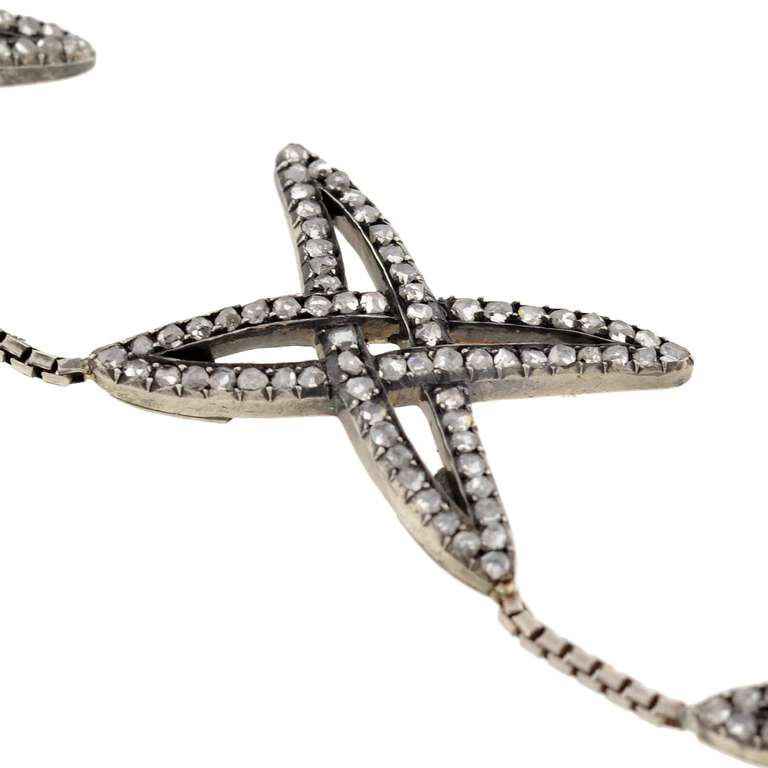 Women's Victorian Sterling Rose Cut Diamond Necklace