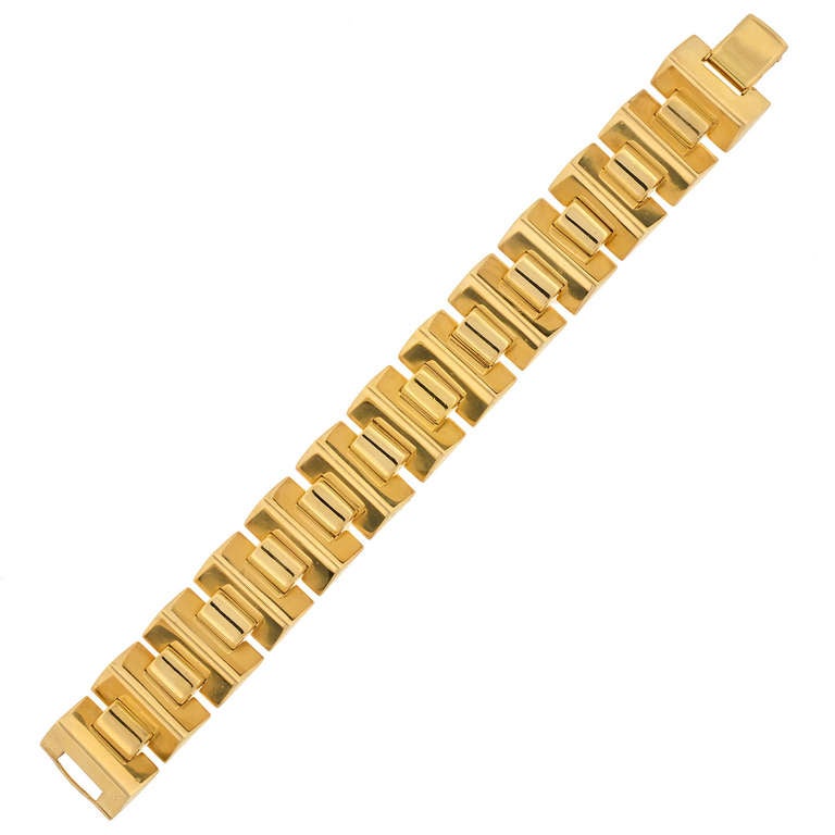 Retro Pyramidal Link Gold Bracelet at 1stDibs