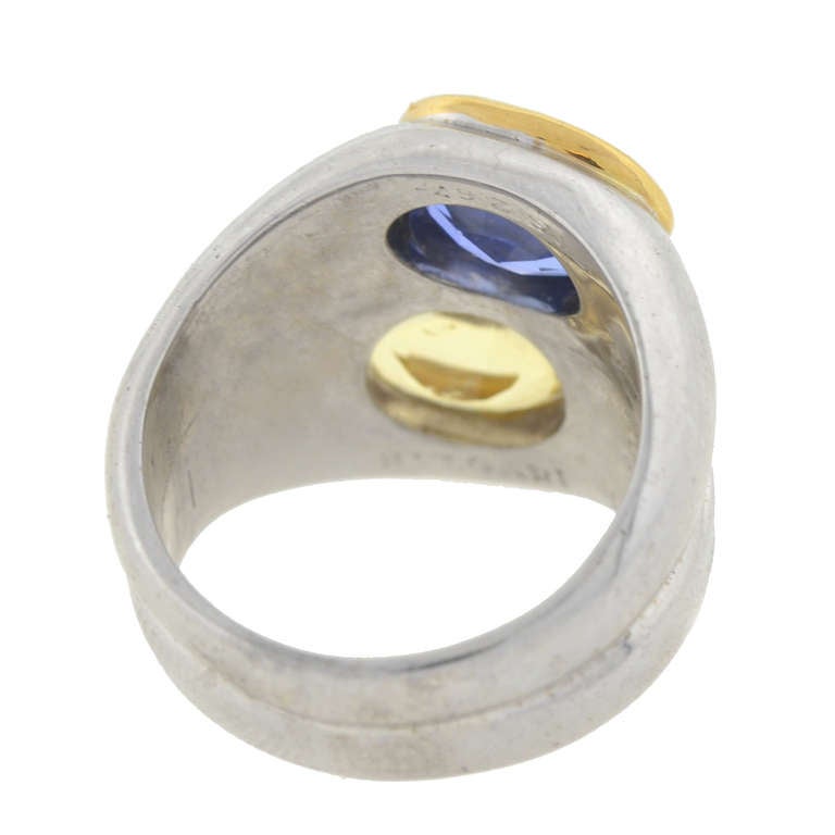 Women's Bulgari Contemporary Blue and Yellow Double Sapphire Ring