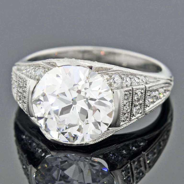 Art Deco J.E. Caldwell 4.02 Carat Diamond Platinum Engagement Ring