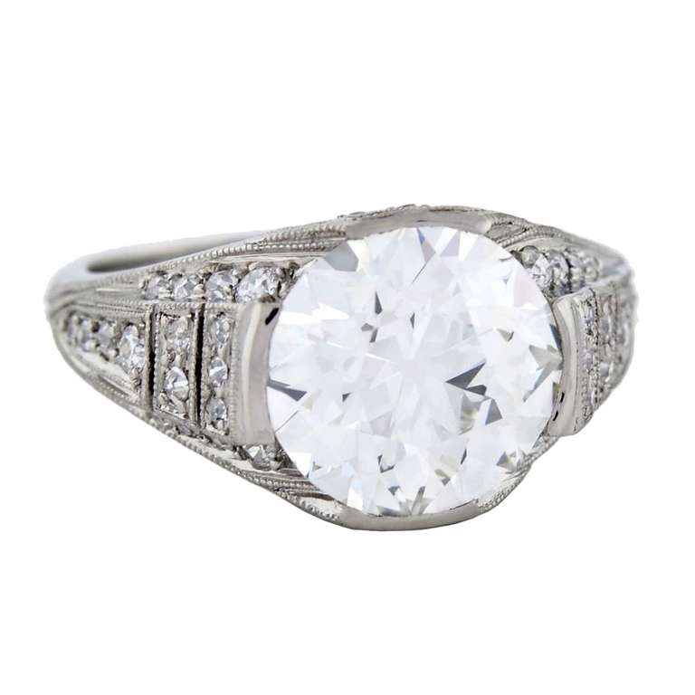 J.E. Caldwell 4.02 Carat Diamond Platinum Engagement Ring at 1stDibs