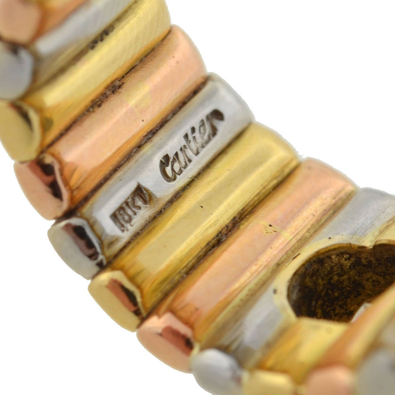Cartier Contemporary Diamond Tricolor Gold Band Ring 1