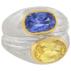 Bulgari Contemporary Blue and Yellow Double Sapphire Ring