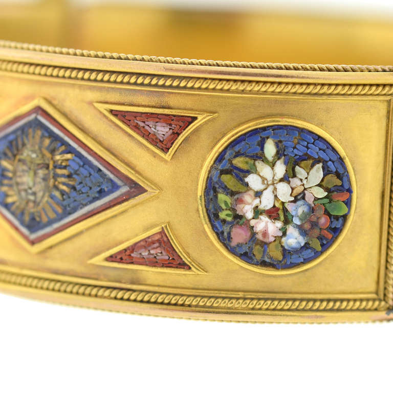 Mid-Victorian Micro Mosaic Bangle Bracelet In Excellent Condition In Narberth, PA