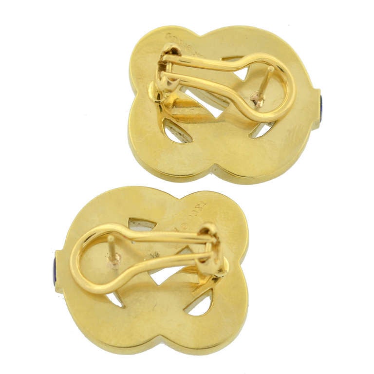 Tiffany & Co. Lapis Gold Knot Earrings 1