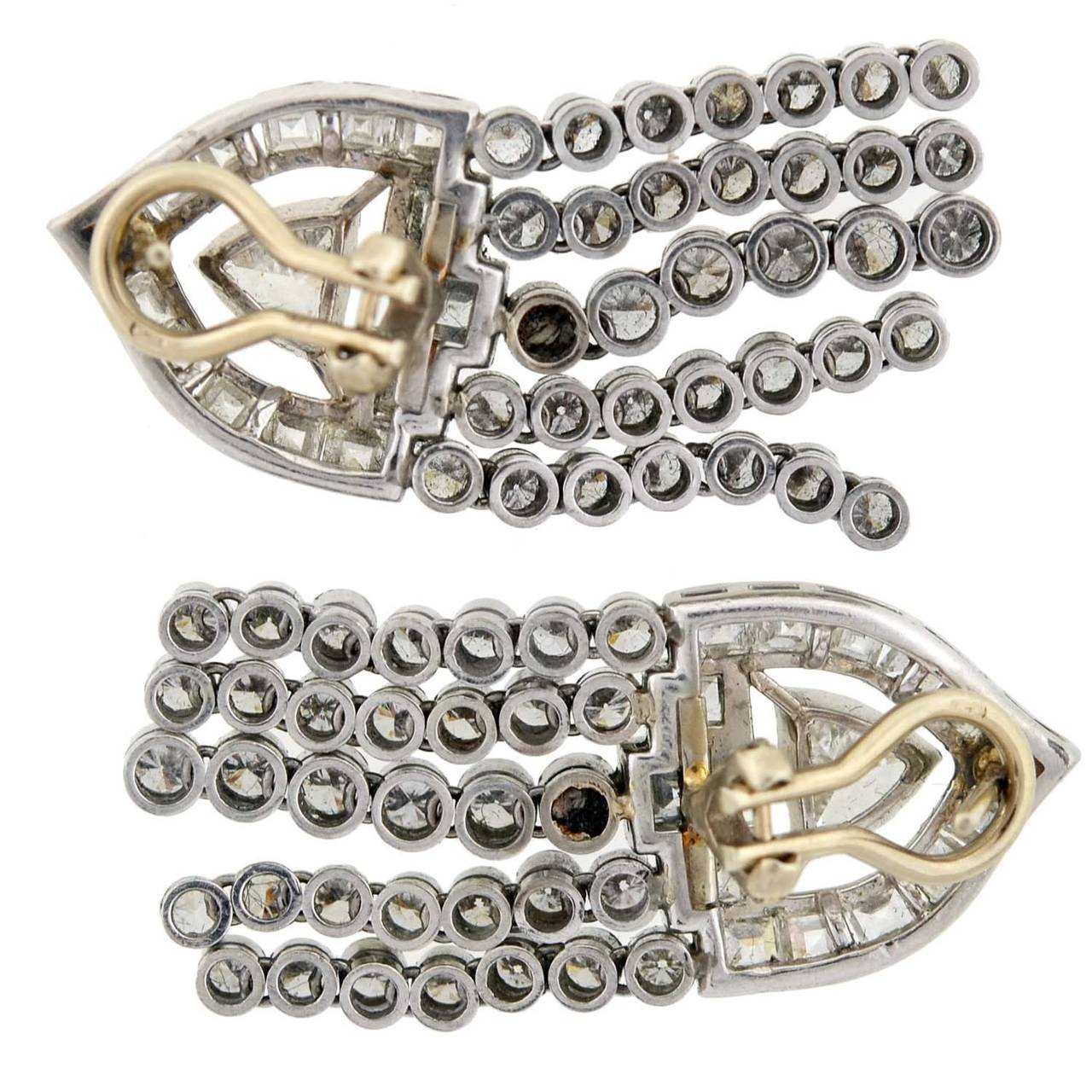 Art Deco Diamond Platinum Dangle Earrings 1