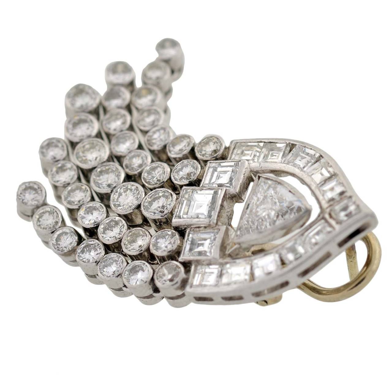 Women's Art Deco Diamond Platinum Dangle Earrings