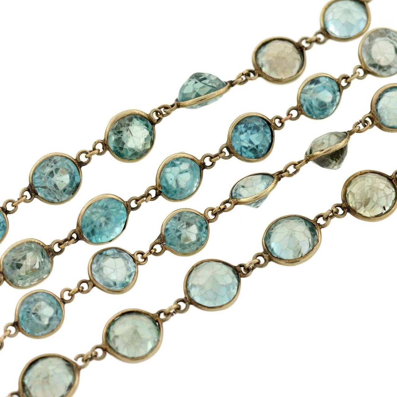 Art Deco Faceted Natural Zircon Gold 29 Inch Link Necklace 2