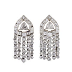 Vintage Art Deco Diamond Platinum Dangle Earrings