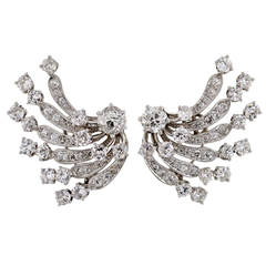 Retro Dramatic Diamond Gold Ear Clips