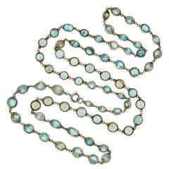 Art Deco Faceted Natural Zircon Gold 29 Inch Link Necklace