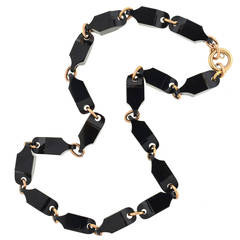 Victorian Carved Onyx Gold Chain Necklace 5