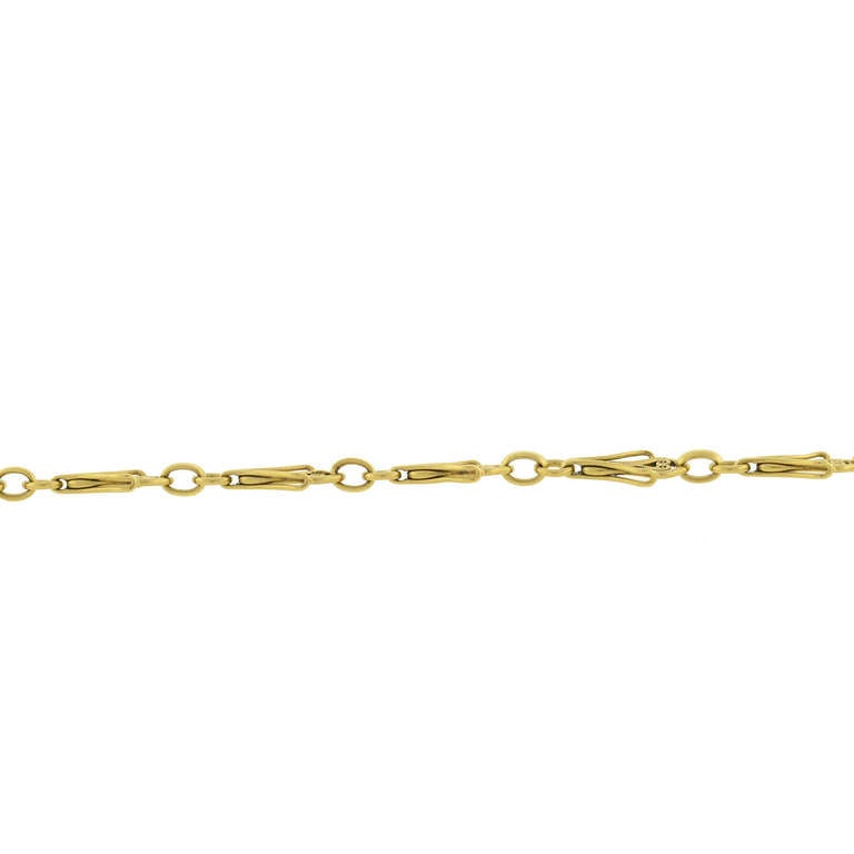 French Art Nouveau 62 Inch Long Gold Filigree Link Chain In Excellent Condition In Narberth, PA