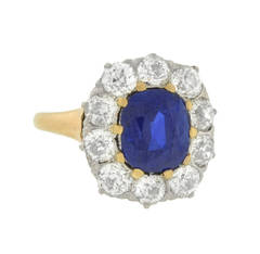 Edwardian 2.00 Carat Sapphire Diamond Cluster Engagement Ring