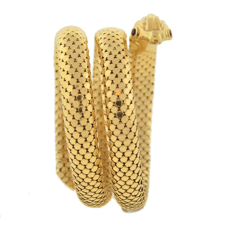 Women's Retro Gold Flexible Wrap-Around Coiled Snake Bracelet