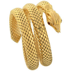 Retro Gold Flexible Wrap-Around Coiled Snake Bracelet
