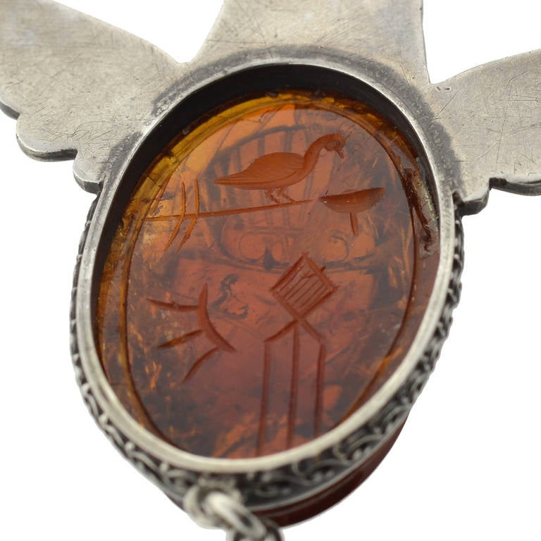 Art Nouveau Amber Egyptian Revival Scarab Pendant In Good Condition In Narberth, PA