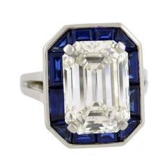 Oscar Heyman GIA Cert 8.38 Carat Diamond Sapphire Platinum Ring