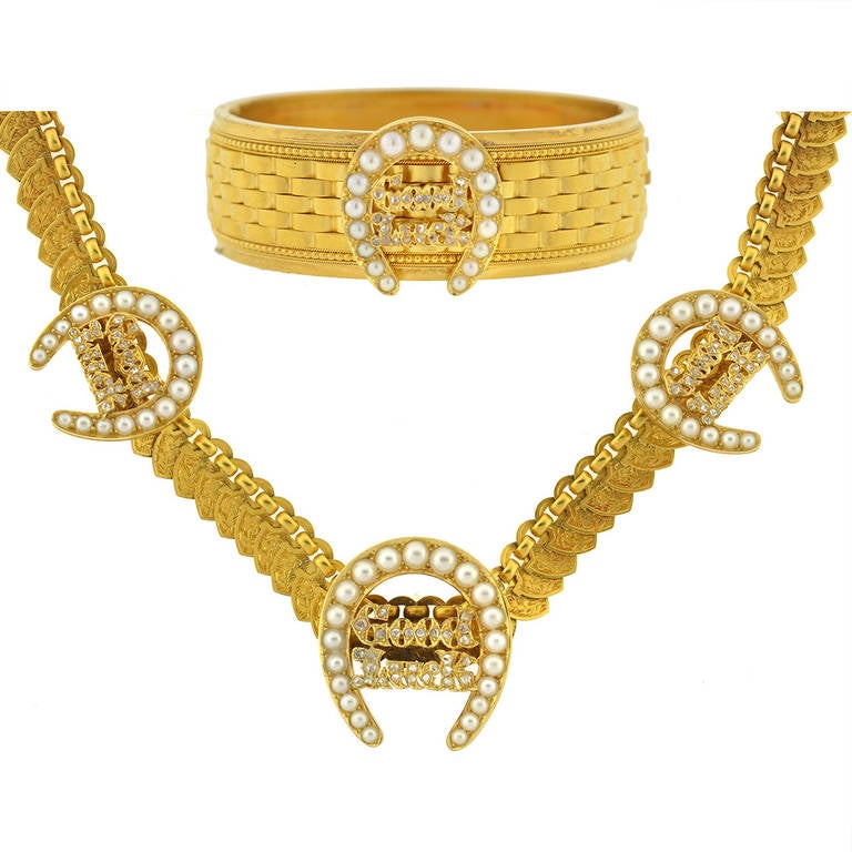 Victorian Good Luck Horseshoe Necklace/Bracelet Set