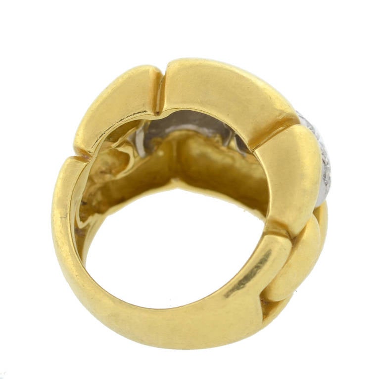 Women's Contemporary Huge Diamond Platinum Gold Ring