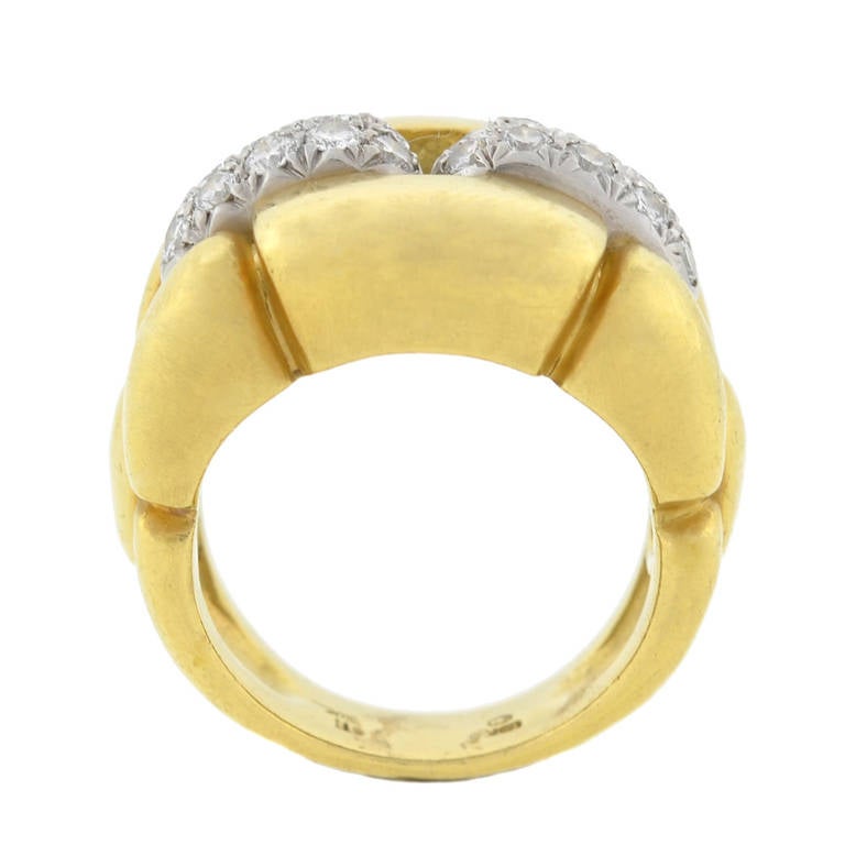 Contemporary Huge Diamond Platinum Gold Ring 1