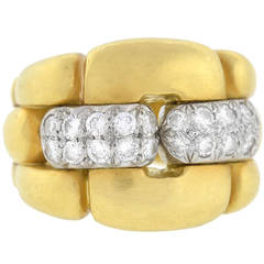 Contemporary Huge Diamond Platinum Gold Ring