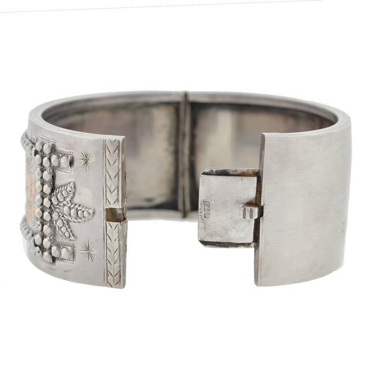 Women's or Men's Tiffany & Co. Victorian Sterling Mixed Metals Bangle Bracelet
