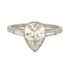 Retro Pear Cut 2.00 Carat Diamond platinum Engagement Ring