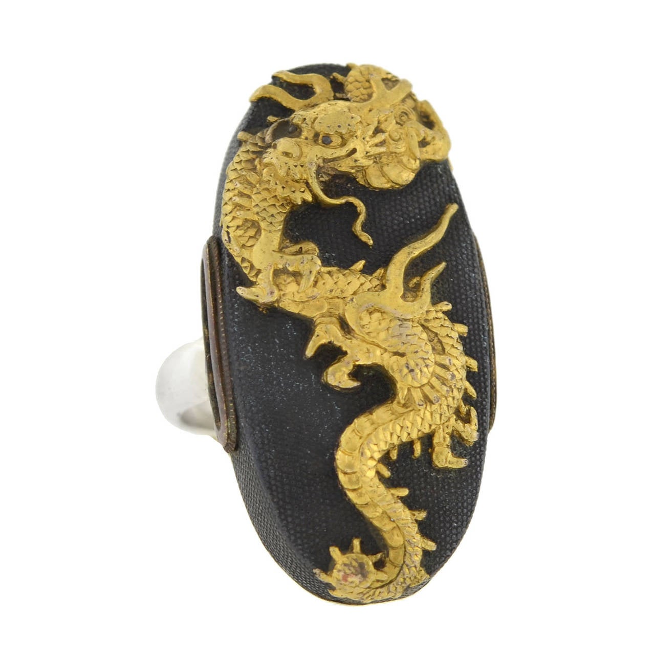 Victorian Dragon Shakudo Plaque Ring
