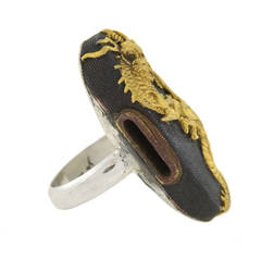 Victorian Dragon Shakudo Plaque Ring