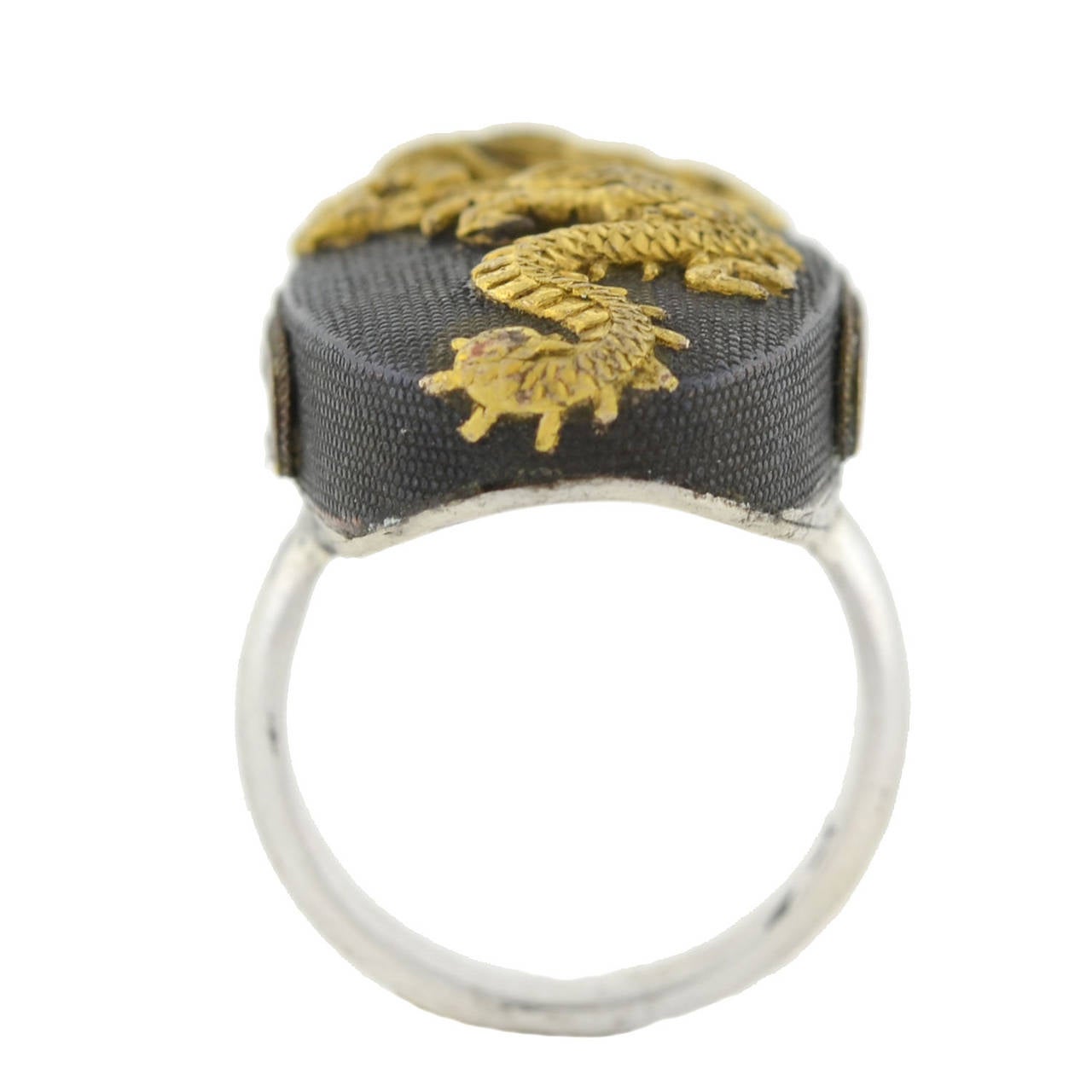 Women's Victorian Dragon Shakudo Plaque Ring