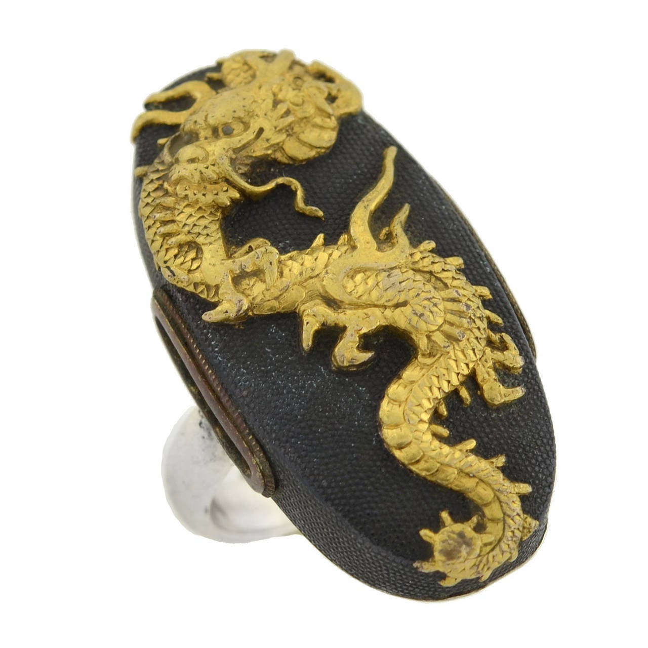 Victorian Dragon Shakudo Plaque Ring 1