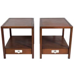 Pair of Clean Lined Night Stands or End Tables by Michael Taylor for Baker