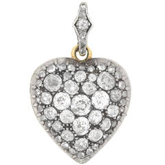 Antique Early Victorian Diamond Sterling Gold Heart Locket