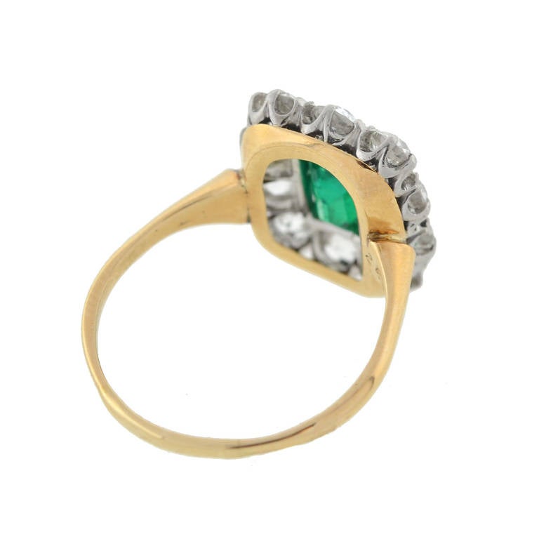 Women's Edwardian Emerald Diamond Platinum Ring