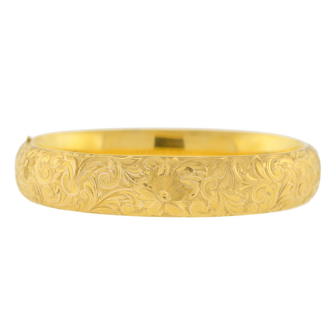 Riker Brothers Art Nouveau Etched Gold Bracelet In Excellent Condition In Narberth, PA
