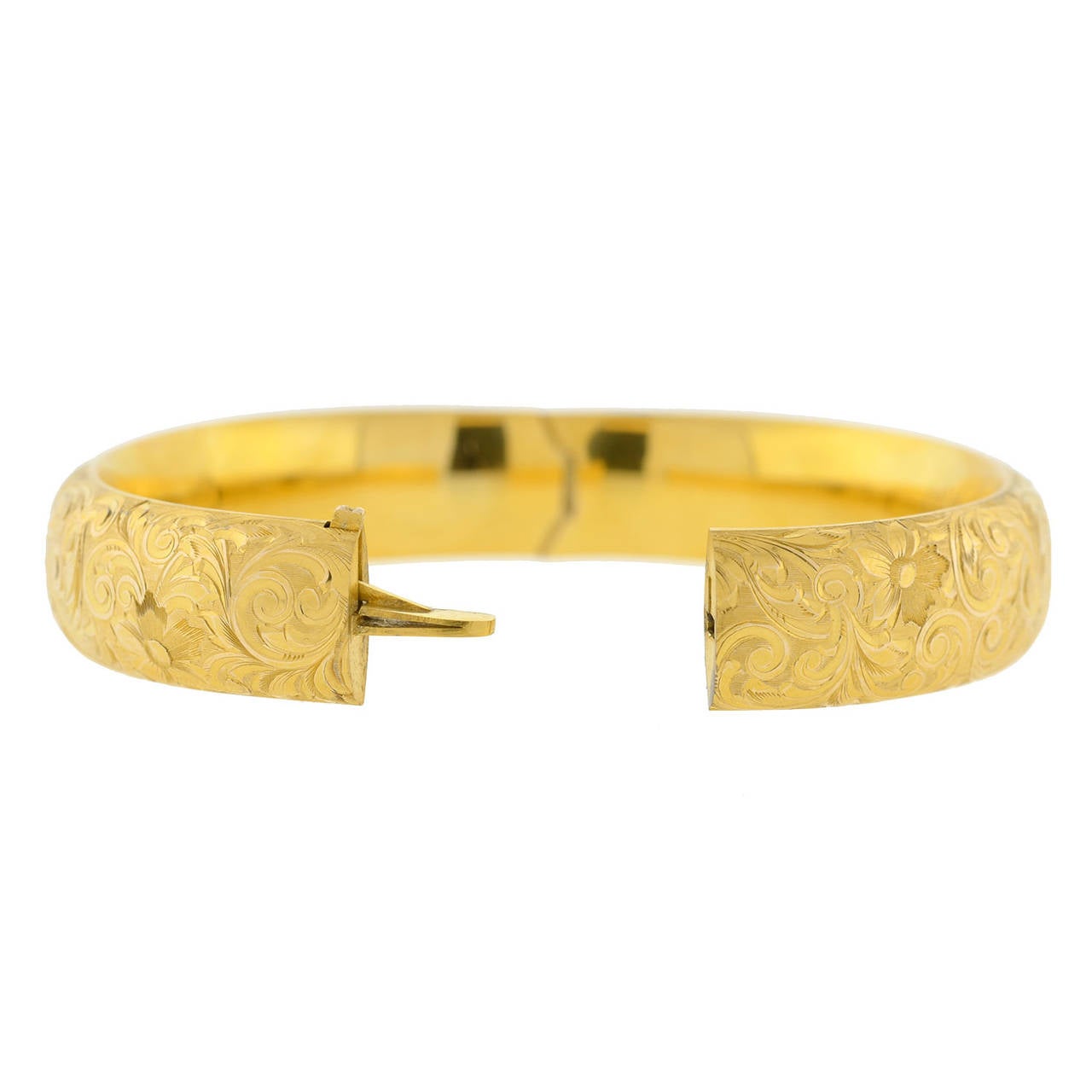 Women's Riker Brothers Art Nouveau Etched Gold Bracelet