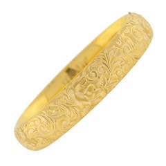 Riker Brothers Art Nouveau Etched Gold Bracelet