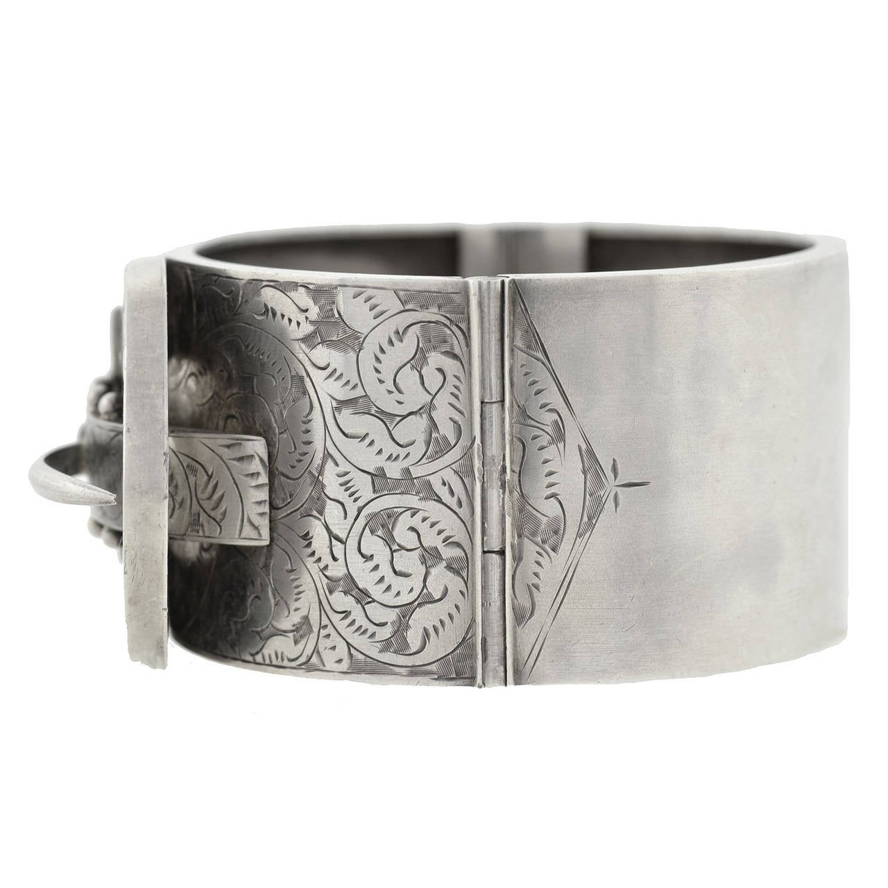 Victorian Etched Horseshoe Buckle Sterling Bracelet