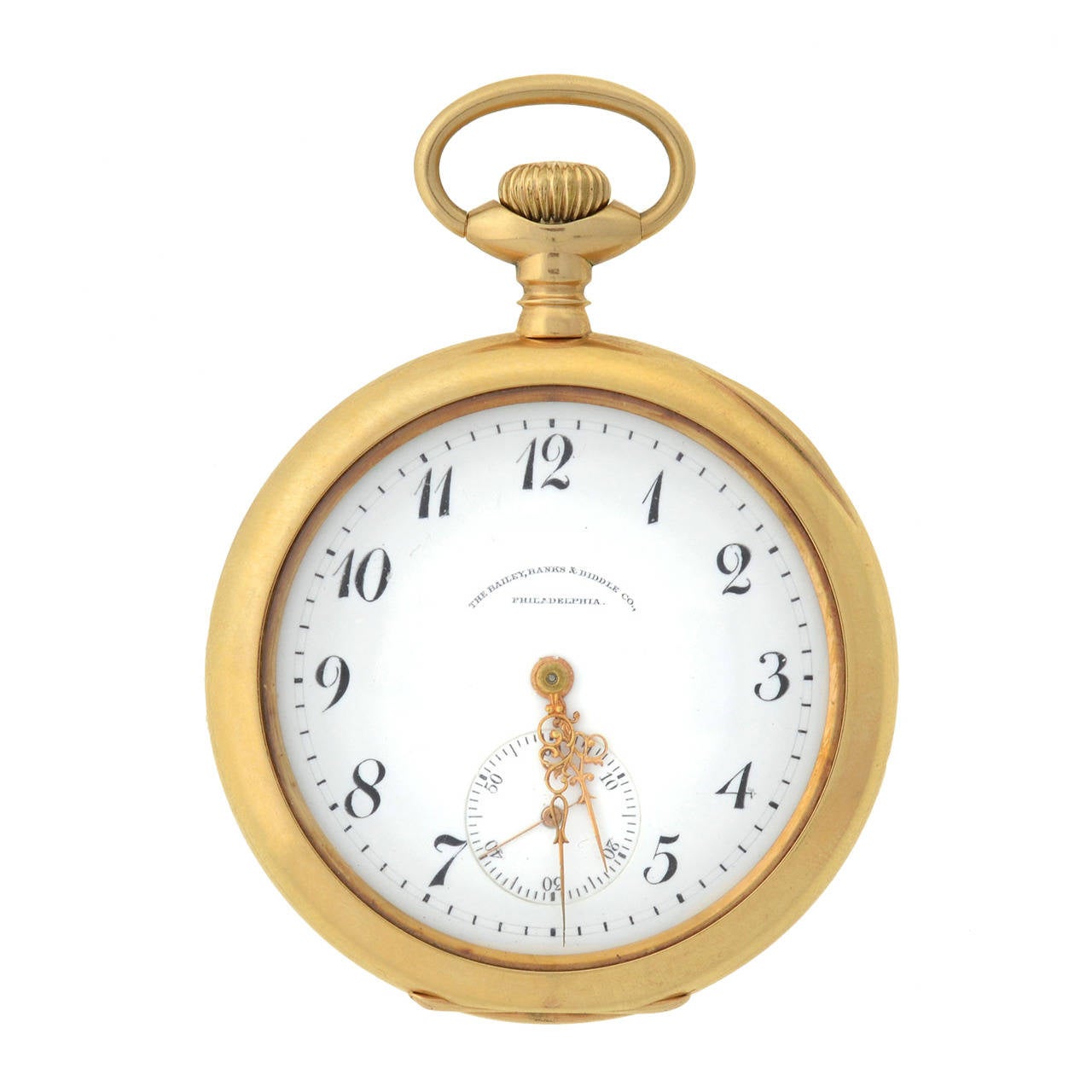 Waltham Taschenuhr aus Gelbgold, vertrieben von Bailey, Banks & Biddle, um 1904 im Angebot