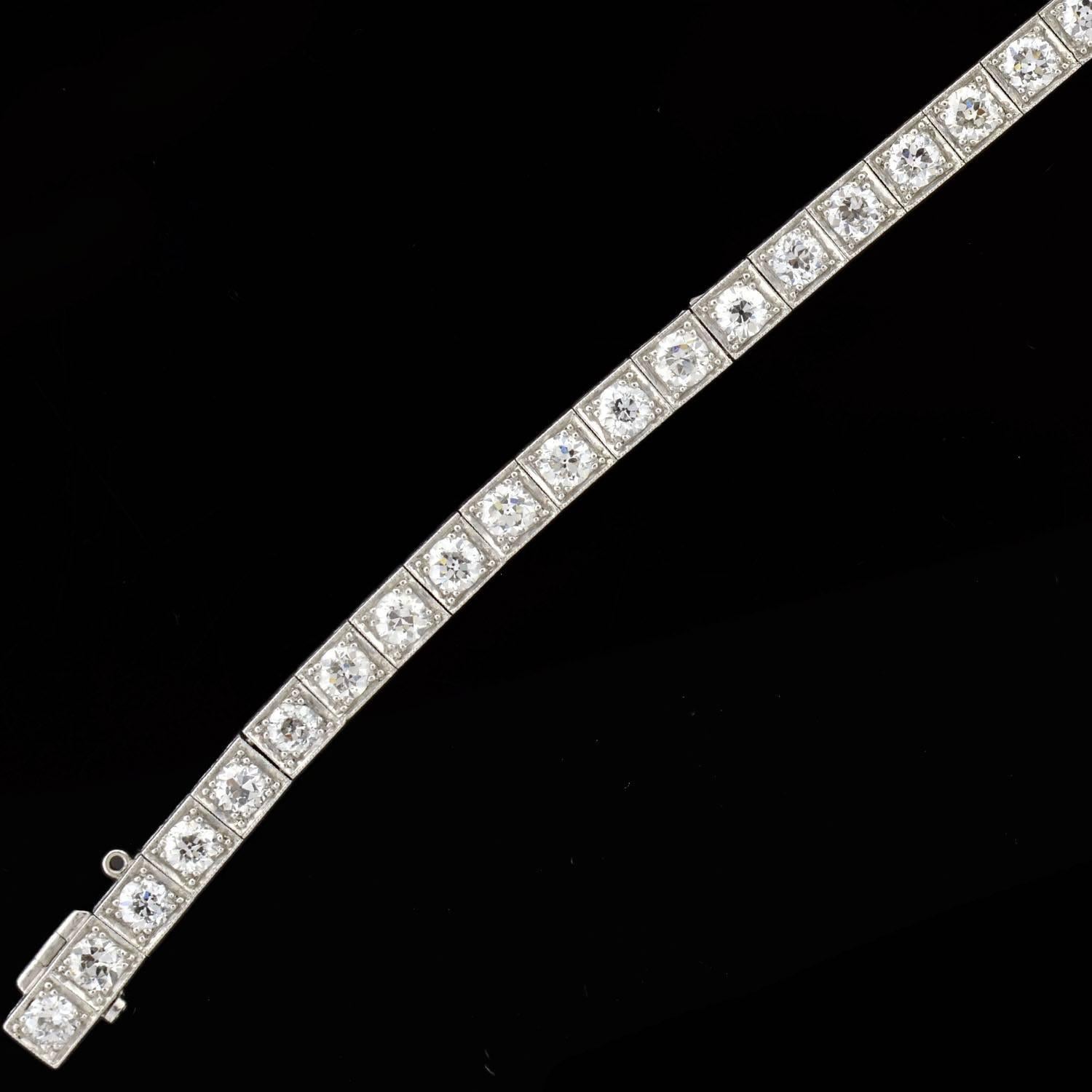 Women's Art Deco Diamond Platinum Line Bracelet 