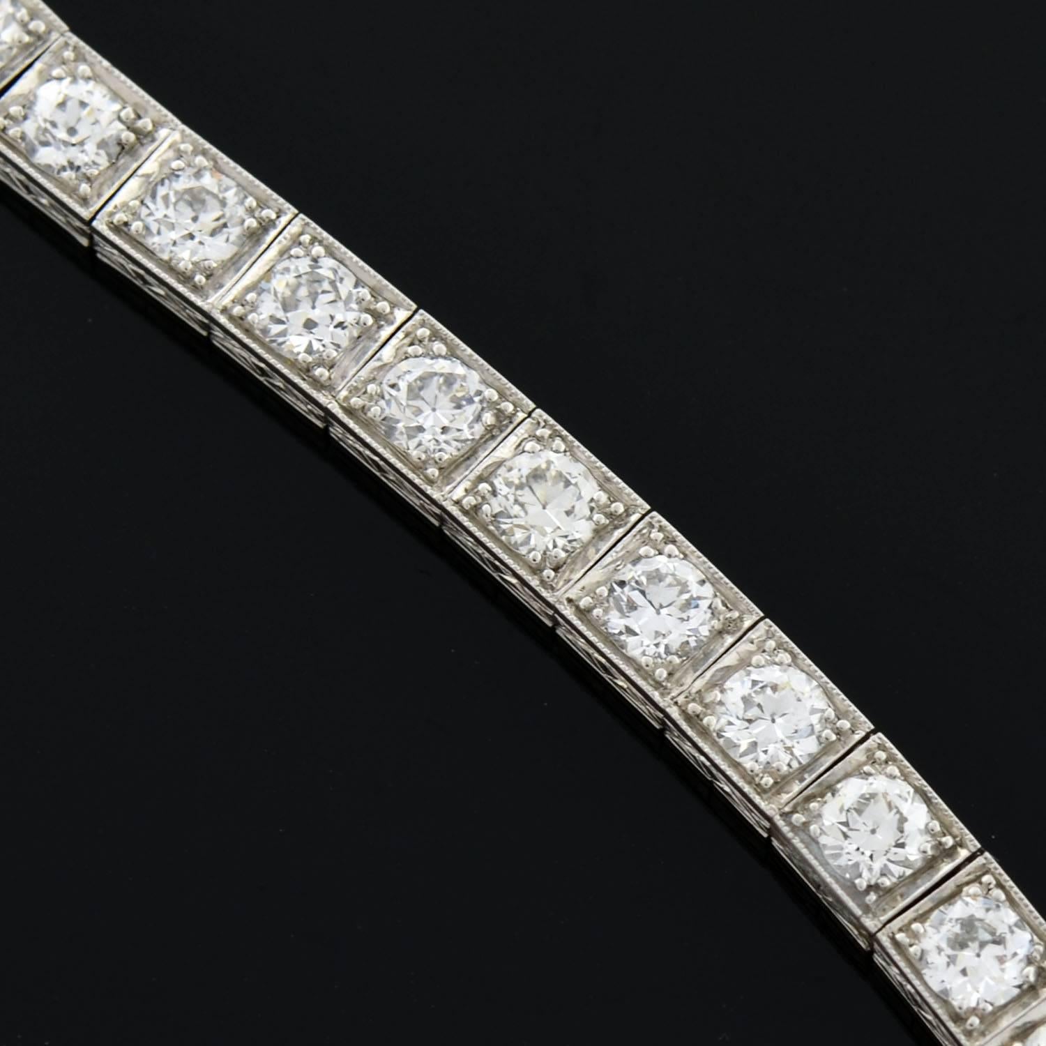 Art Deco Diamond Platinum Line Bracelet  1