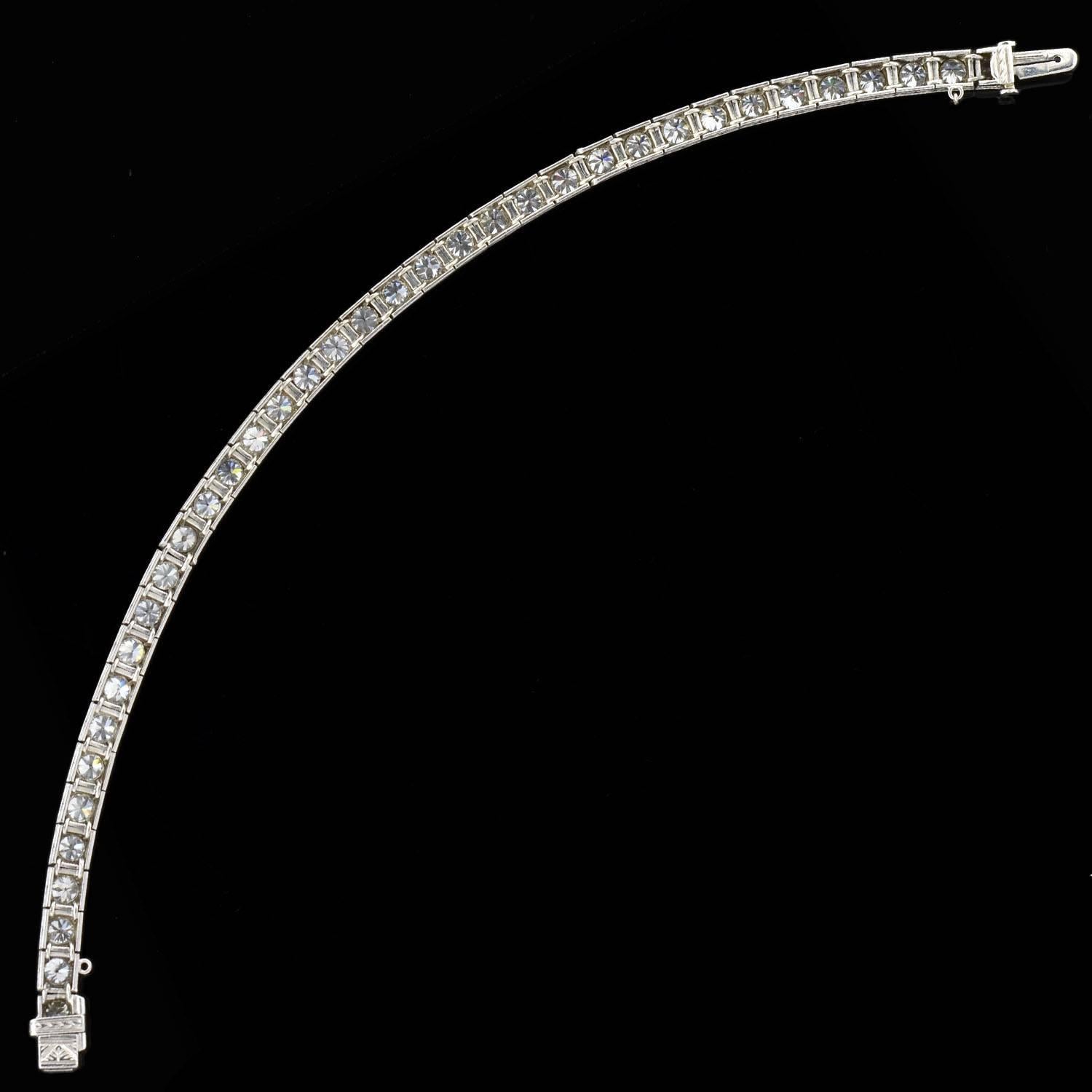 Art Deco Diamond Platinum Line Bracelet  3