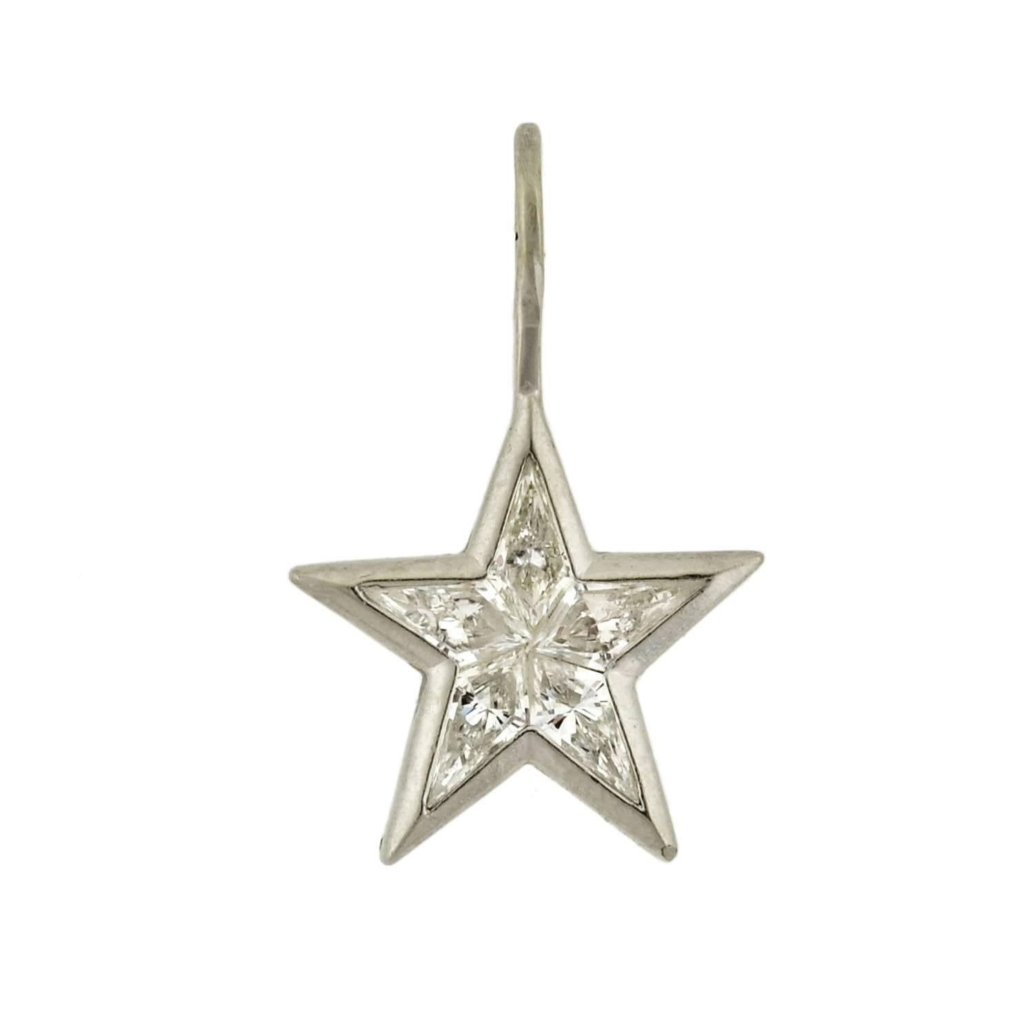 Contemporary Kite Diamond Platinum Star Pendant 