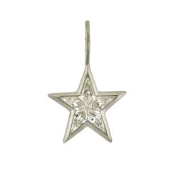 Pendentif étoile contemporain en platine avec diamant cerf-volant