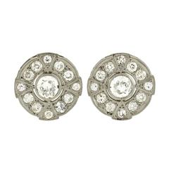 Art Deco Diamond Platinum Post Earrings